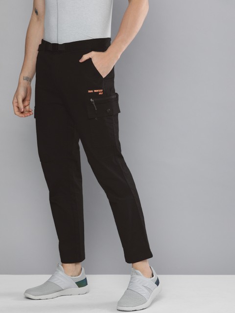 HRX by Hrithik Roshan Men Black Regular Fit Solid Trousers