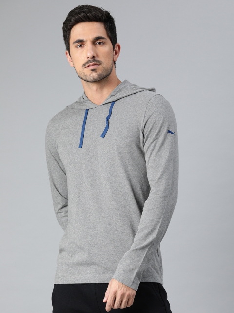Puma Men Grey Solid Hood T-shirt