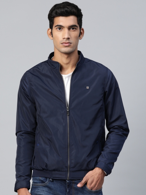 Louis Philippe Sport Men Navy Blue Solid Tailored Jacket