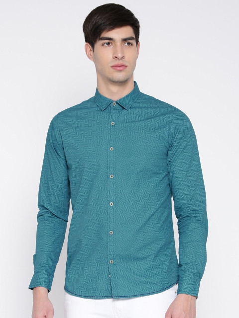 United Colors of Benetton Green Printed Casual Shirt