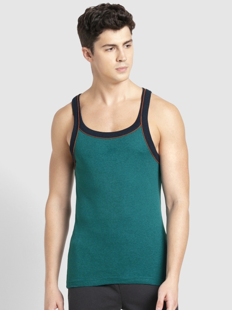 Jockey Men Teal Blue Solid Innerwear Vest US54-0105