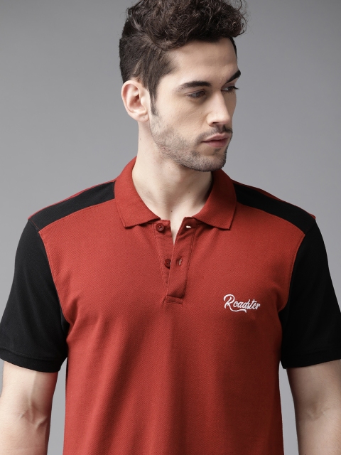 Roadster Men Rust Orange Black Pure Cotton Solid Polo Collar Pure Cotton T-shirt
Roadster Men Rust Orange Black Pure Cotton Solid Polo Collar Pure Cotton T-shirt