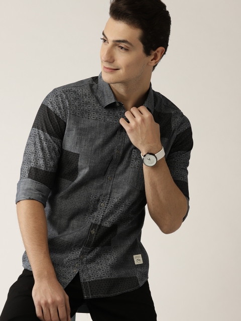 United Colors of Benetton Grey Printed Casual Shirt