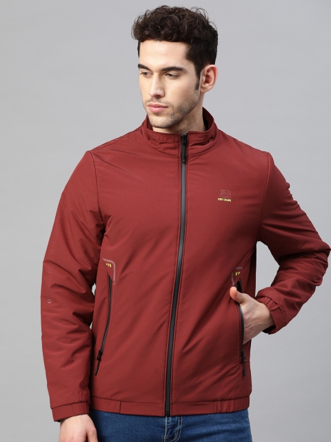 Fort Collins Men Maroon Solid Lightweight Tailored Jacket