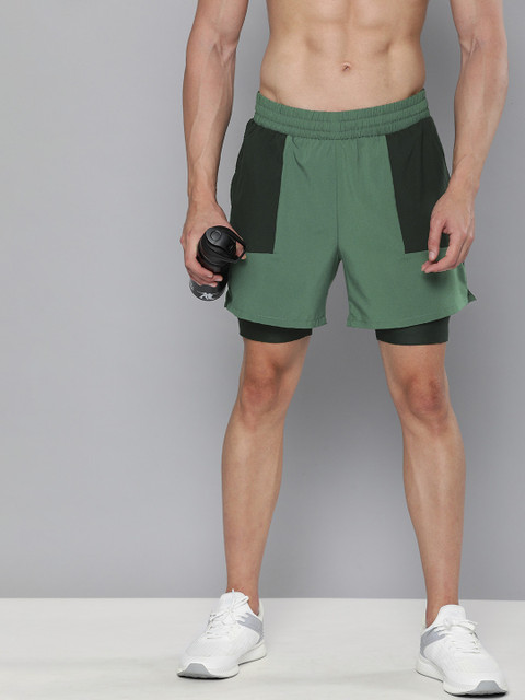 HRX By Hrithik Roshan Men Kombu Green Colourblock Regular Fit Rapid-Dry Antimicrobial Training Shorts
HRX By Hrithik Roshan Men Kombu Green Colourblock Regular Fit Rapid-Dry Antimicrobial Training Shorts