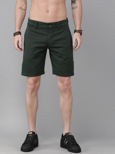 Roadster Men Green Solid Regular Fit Chino Shorts
