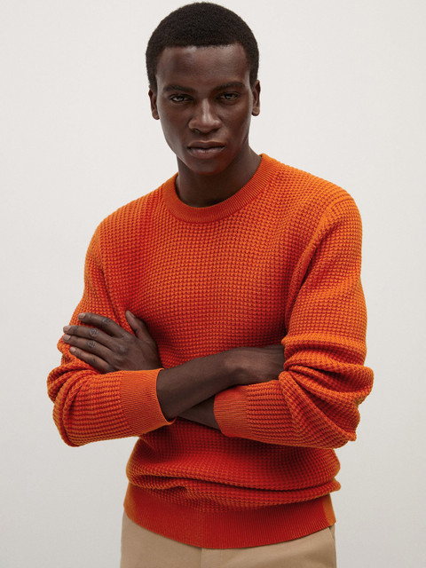 MANGO MAN Men Orange Ribbed Sustainable Pullover Sweater
MANGO MAN Men Orange Ribbed Sustainable Pullover Sweater