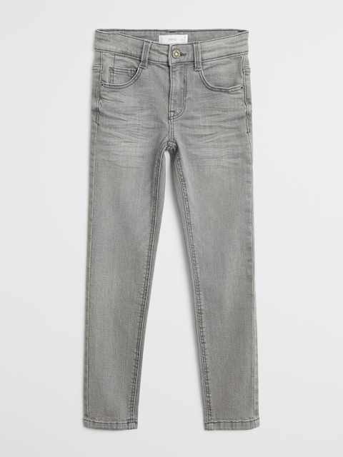 Mango Kids Boys Grey Slim Fit Mid-Rise Clean Look Stretchable Jeans