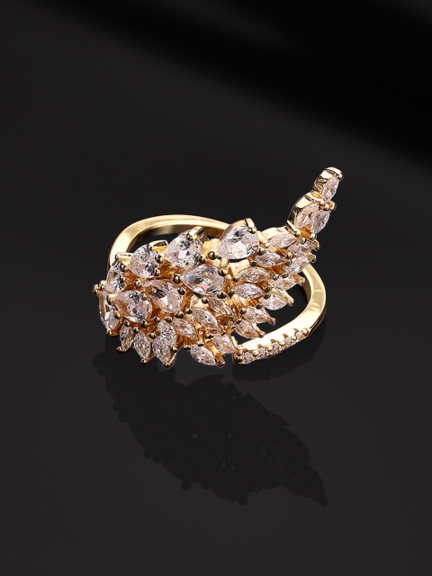 Rubans Women Gold-Plated & White American Diamond Studded Adjustable Handcrafted Ring
Rubans Women Gold-Plated & White American Diamond Studded Adjustable Handcrafted Ring