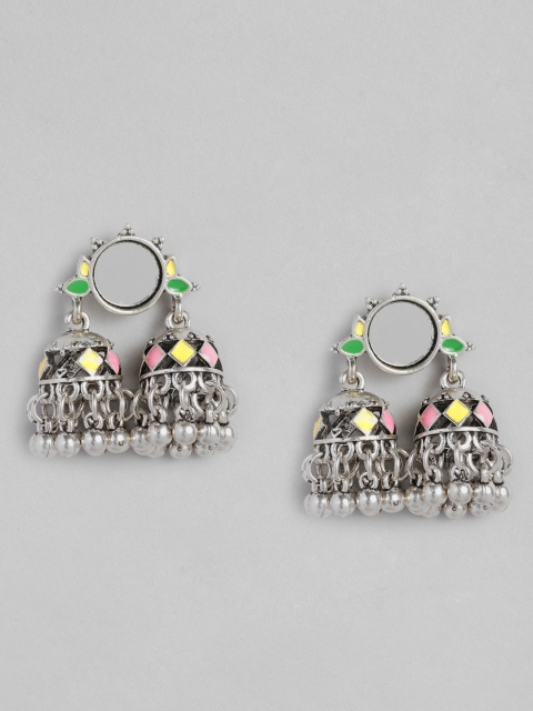 Anouk Multicoloured Oxidized Silver-Plated Enamelled Mirror Dome Shaped Jhumkas, Multi
Anouk Multicoloured Oxidized Silver-Plated Enamelled Mirror Dome Shaped Jhumkas, Multi