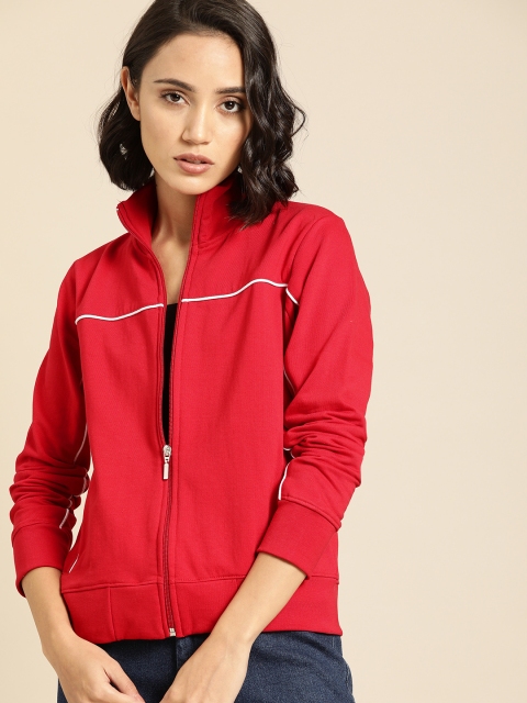ether Women Red Solid Sweatshirt