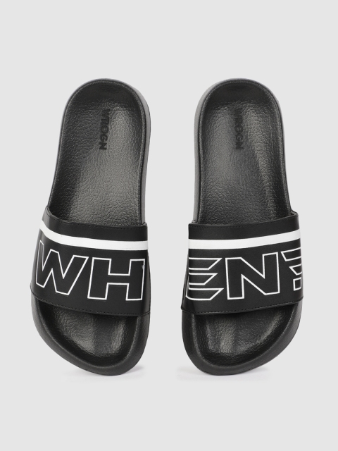 WROGN Men Black Printed Sliders