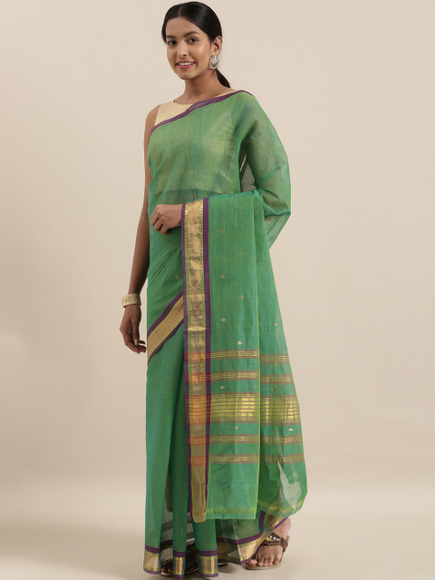 The Chennai Silks Classicate Green & Gold-Toned Pure Cotton Woven Design Venkatgiri Sustainable Saree
The Chennai Silks Classicate Green & Gold-Toned Pure Cotton Woven Design Venkatgiri Sustainable Saree