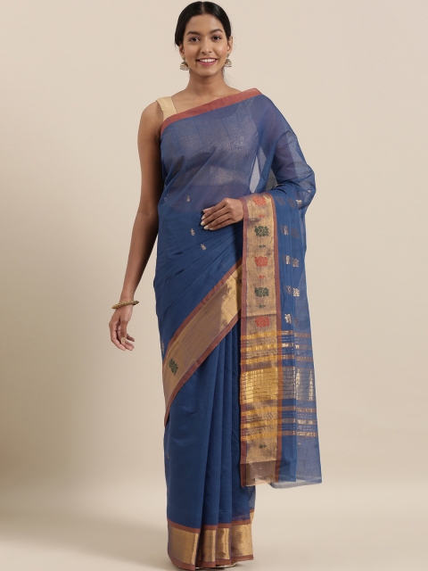 The Chennai Silks Classicate Blue & Gold-Toned Pure Cotton Woven Design Venkatgiri Sustainable Saree
The Chennai Silks Classicate Blue & Gold-Toned Pure Cotton Woven Design Venkatgiri Sustainable Saree