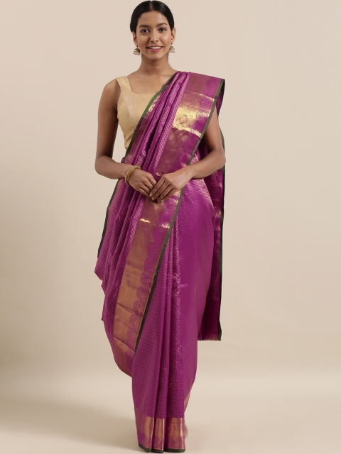 The Chennai Silks Classicate Purple & Gold-Toned Pure Silk Woven Design Kanjeevaram Saree
The Chennai Silks Classicate Purple & Gold-Toned Pure Silk Woven Design Kanjeevaram Saree