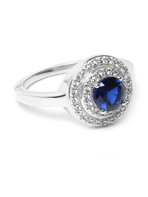 Silgo Women Navy 925 Sterling Silver Rhodium-Plated CZ Studded Circular Finger Ring, Navy blue
Silgo Women Navy 925 Sterling Silver Rhodium-Plated CZ Studded Circular Finger Ring, Navy blue