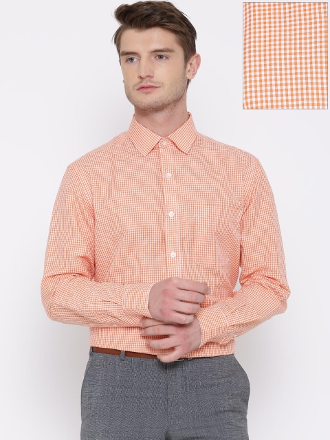 John Players Orange Gingham Check Formal Shirt