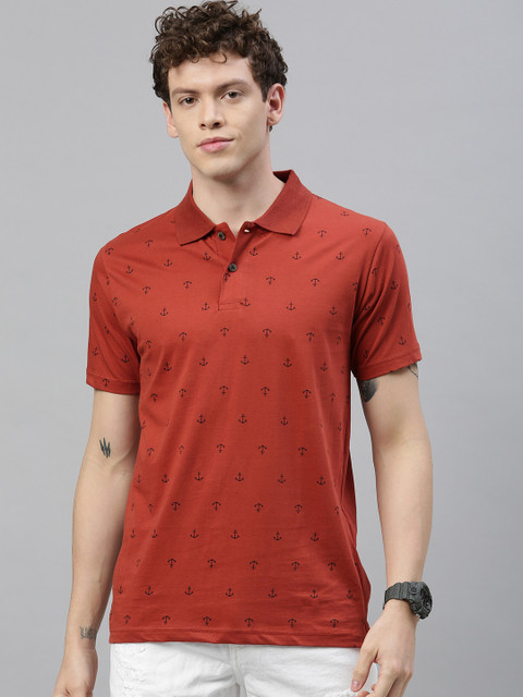 Kryptic Men Rust Orange & Black Printed Polo Collar T-shirt
Kryptic Men Rust Orange & Black Printed Polo Collar T-shirt