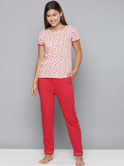 HERE&NOW Women Pink & Red Printed Night suit
HERE&NOW Women Pink & Red Printed Night suit