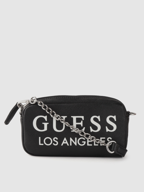GUESS Black & White Brand Logo Print Sling Bag