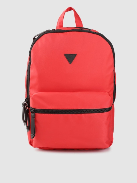 GUESS Women Red Solid Backpack with Brand Logo Applique Detail