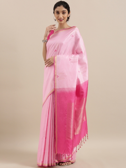 Taneira Pink Floral Printed Pure Silk Saree