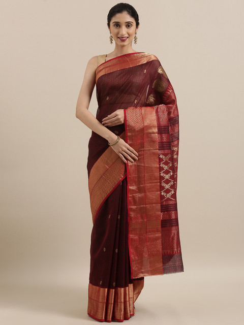 Taneira Maroon Silk Cotton Woven Design Maheshwari Saree
Taneira Maroon Silk Cotton Woven Design Maheshwari Saree
