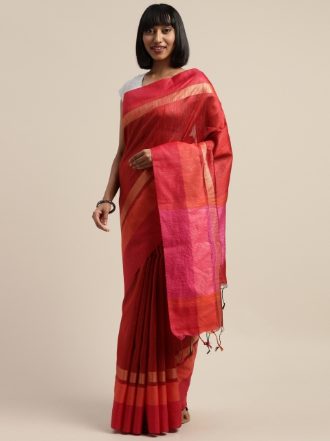 Rajnandini Red & Pink Silk Blend Printed Saree