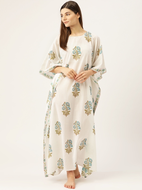 Prakrti Women Off-White & Blue Hand Block Mughal Boota Print Kaftan Maxi Sustainable Nightdress
Prakrti Women Off-White & Blue Hand Block Mughal Boota Print Kaftan Maxi Sustainable Nightdress