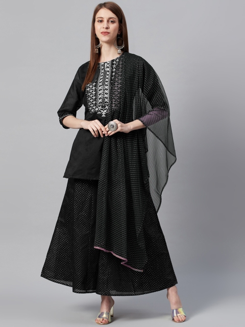 Juniper Women Black & Golden Zari Embroidered Yoke Design Kurti with Palazzos & Dupatta
Juniper Women Black & Golden Zari Embroidered Yoke Design Kurti with Palazzos & Dupatta