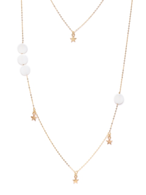 ELLE Off-White Gold-Plated Beaded Layered Necklace