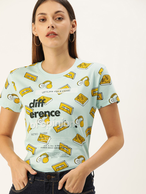 Difference of Opinion Women Blue Printed Round Neck T-shirt 
Difference of Opinion Women Blue Printed Round Neck T-shirt