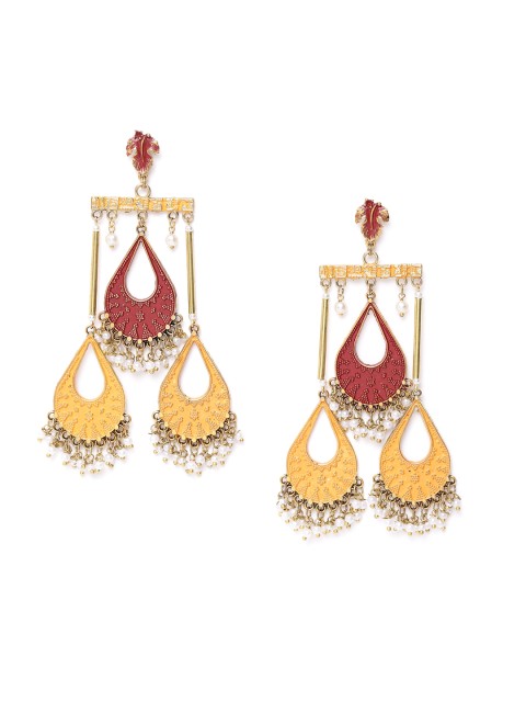 DIVA WALK Peach-Coloured & Maroon Gold-Plated Handcrafted Teardrop Shaped Drop Earrings
DIVA WALK Peach-Coloured & Maroon Gold-Plated Handcrafted Teardrop Shaped Drop Earrings