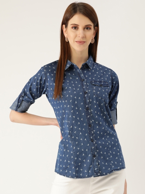 The Dry State Women Blue & White Cotton Regular Ditsy Tropical Printed Casual Denim Shirt
The Dry State Women Blue & White Cotton Regular Ditsy Tropical Printed Casual Denim Shirt
