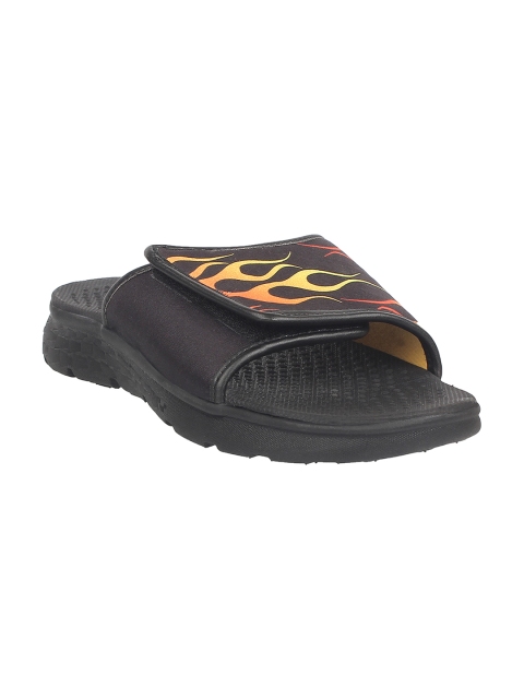 KazarMax Unisex Black & Yellow Printed Sliders