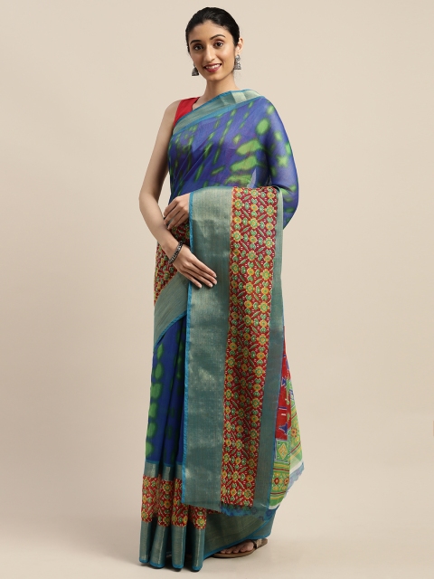 Vaamsi Blue Abstract Printed Art Silk Saree