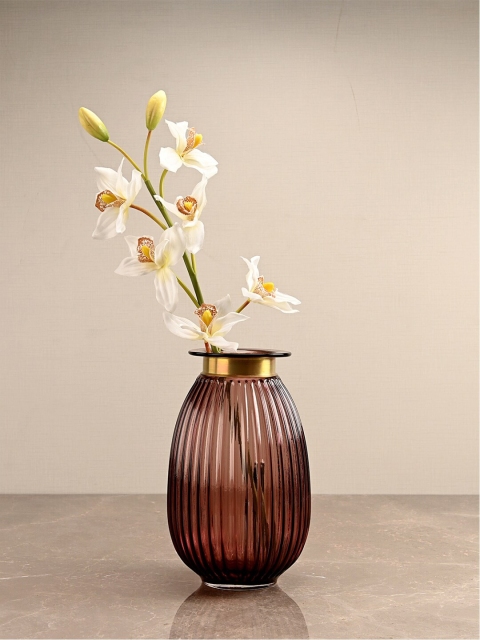 Pure Home and Living Large Purple Ribbed Oval Vase