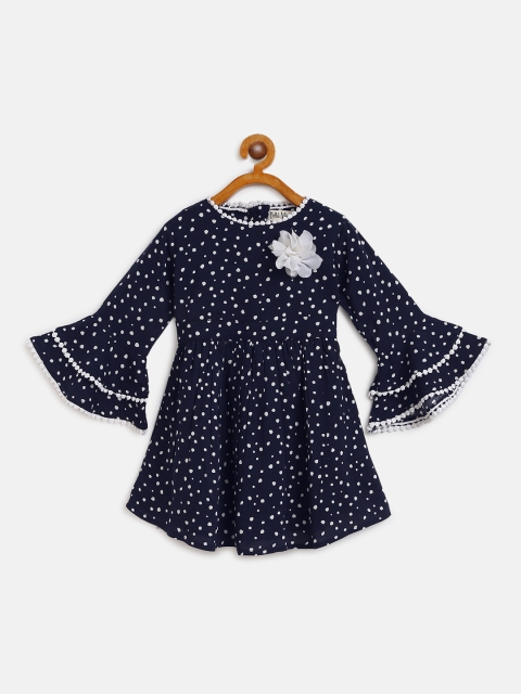 Bella Moda Girls Navy & White Printed A-Line Dress with Floral Corsage Applique, Navy blue
Bella Moda Girls Navy & White Printed A-Line Dress with Floral Corsage Applique, Navy blue