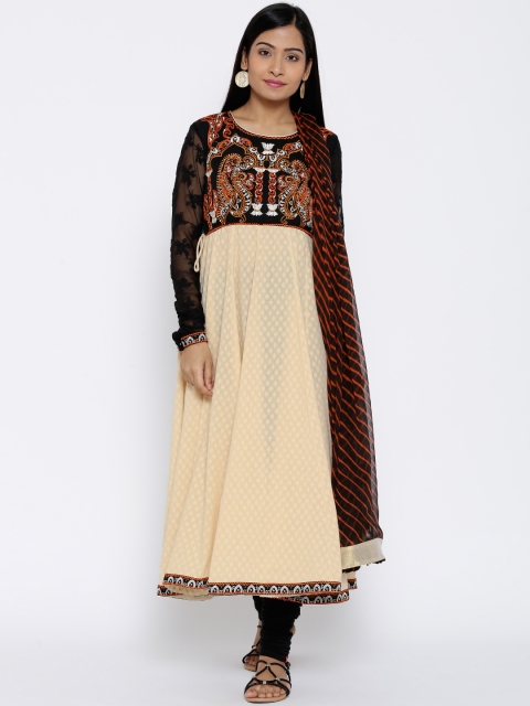 Rain & Rainbow Cream-Coloured & Black Embroidered Anarkali Churidar Kurta with Dupatta
Rain & Rainbow Cream-Coloured & Black Embroidered Anarkali Churidar Kurta with Dupatta