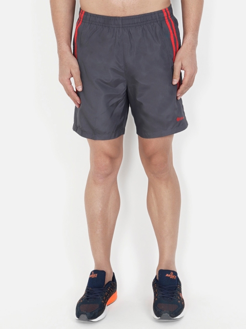 VEGA Men Charcoal Grey Colourblocked Slim Fit Sports Shorts