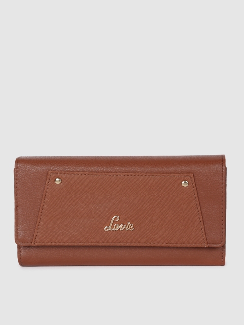 Lavie Women Tan Brown Solid Three Fold Wallet