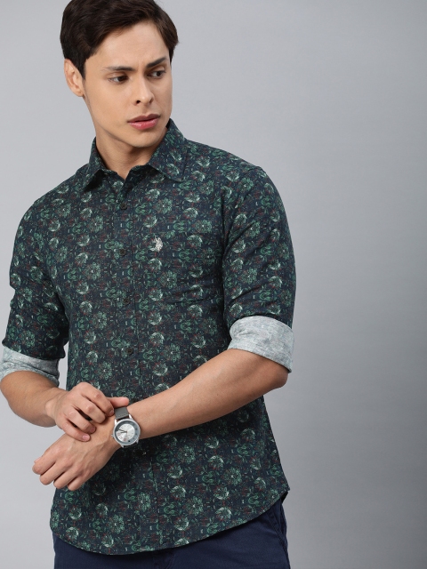 U.S. Polo Assn. Men Navy Blue & Green Tailored Fit Printed Casual Linen-Cotton Shirt
U.S. Polo Assn. Men Navy Blue & Green Tailored Fit Printed Casual Linen-Cotton Shirt