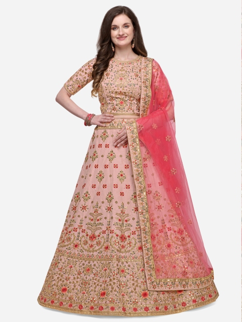 NAKKASHI Women Pink Embroidered Semi-Stitched Lehenga & Unstitched Blouse with Dupatta
NAKKASHI Women Pink Embroidered Semi-Stitched Lehenga & Unstitched Blouse with Dupatta
