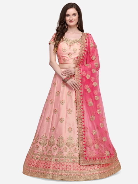 NAKKASHI Women Pink Embroidered Semi-Stitched Lehenga & Unstitched Blouse With Dupatta
NAKKASHI Women Pink Embroidered Semi-Stitched Lehenga & Unstitched Blouse With Dupatta