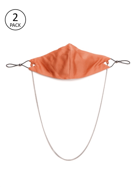 SASSAFRAS Women Pack Of 2 Orange Solid Satin Finish Reusable 3 Ply Cloth Masks with Chain
SASSAFRAS Women Pack Of 2 Orange Solid Satin Finish Reusable 3 Ply Cloth Masks with Chain
