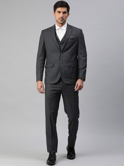 Van Heusen Men Charcoal Grey Checked Single-Breasted Slim-Fit Three-Piece Formal Suit
Van Heusen Men Charcoal Grey Checked Single-Breasted Slim-Fit Three-Piece Formal Suit