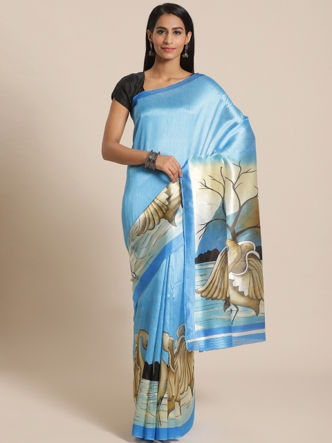 KALINI Blue Printed Saree