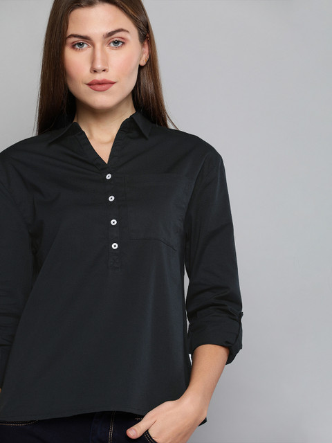 Harvard Women Black Regular Fit Solid Half Placket Casual Shirt
Harvard Women Black Regular Fit Solid Half Placket Casual Shirt