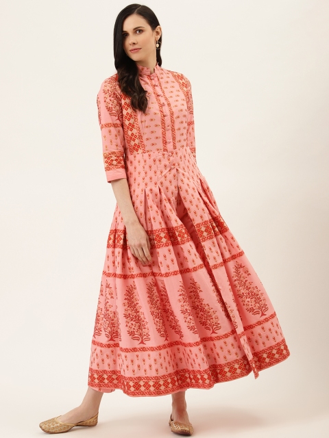 Sera Women Peach-Coloured & Red Printed Cotton Front Slit A-Line Kurta with Palazzos
Sera Women Peach-Coloured & Red Printed Cotton Front Slit A-Line Kurta with Palazzos