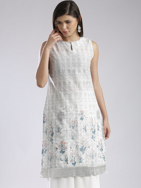 W Light Grey & Off-White Printed Kurta
W Light Grey & Off-White Printed Kurta